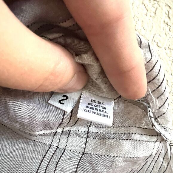 Robin Kaplan Silk Cotton Blend Textured Lagenlook Raw Hem Bias Cut Tank Top Sz 2 - Picture 8 of 9